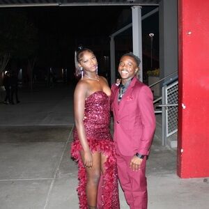 Fashion Nova Burgundy Sequin Prom Dress